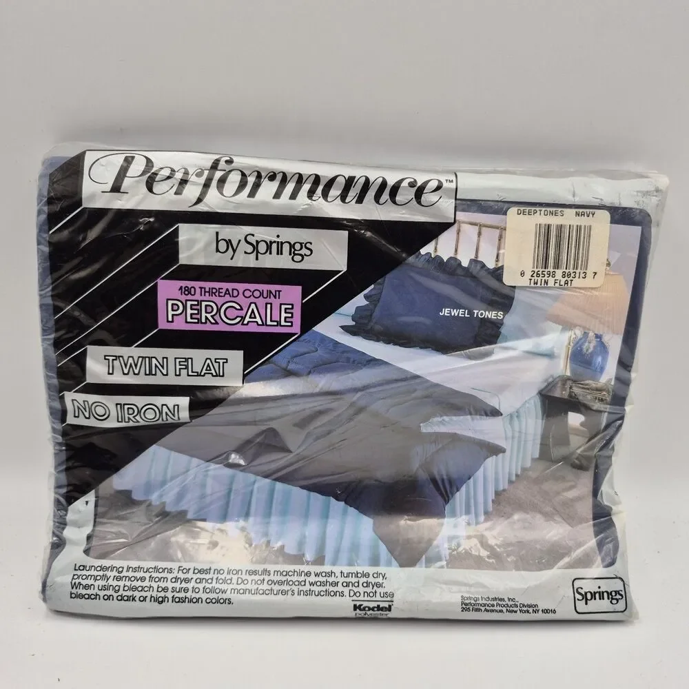 VTG Performance by Springs Twin Flat Sheet Navy Jewel Tone New Old Stock